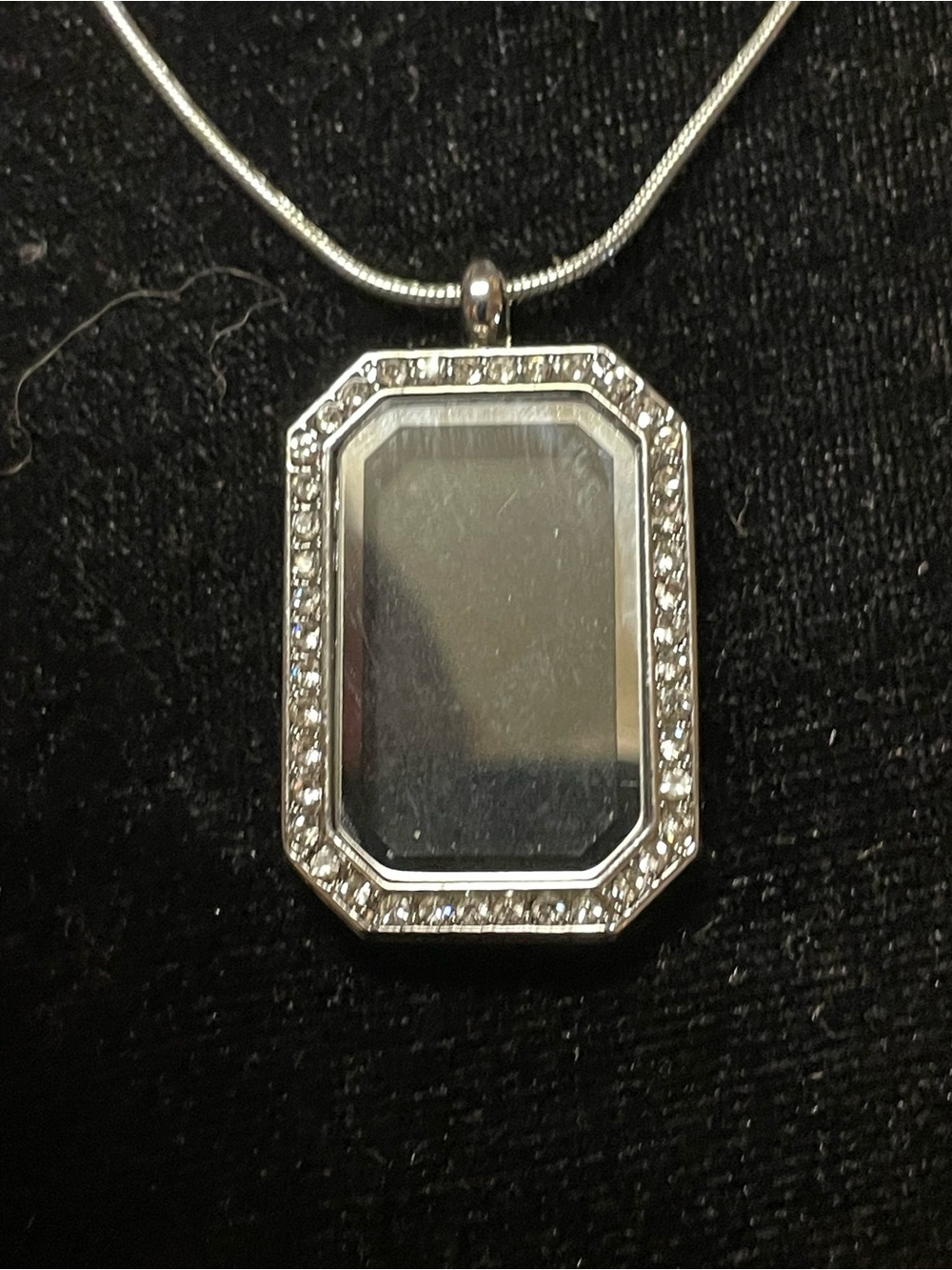 Sterling Silver Crystal-Trim Octagon Photo Locket Pendant - Silver